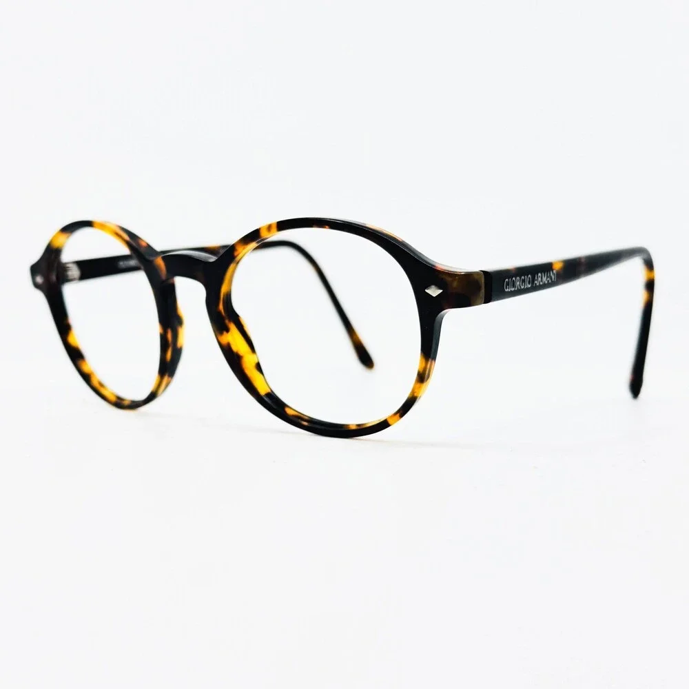 Giorgio Armani Eyeglass Frames Mens Tortoise Round Italy 48-22-145